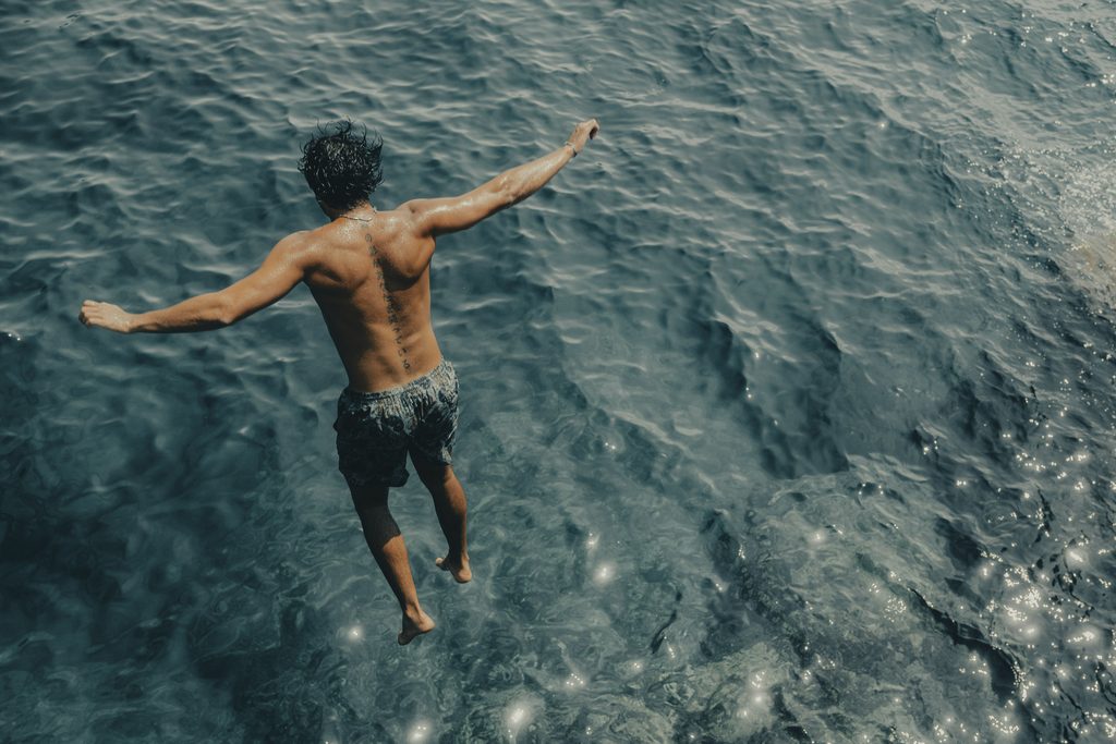 energetics of the superficial back myofascial line - map jumping into the water